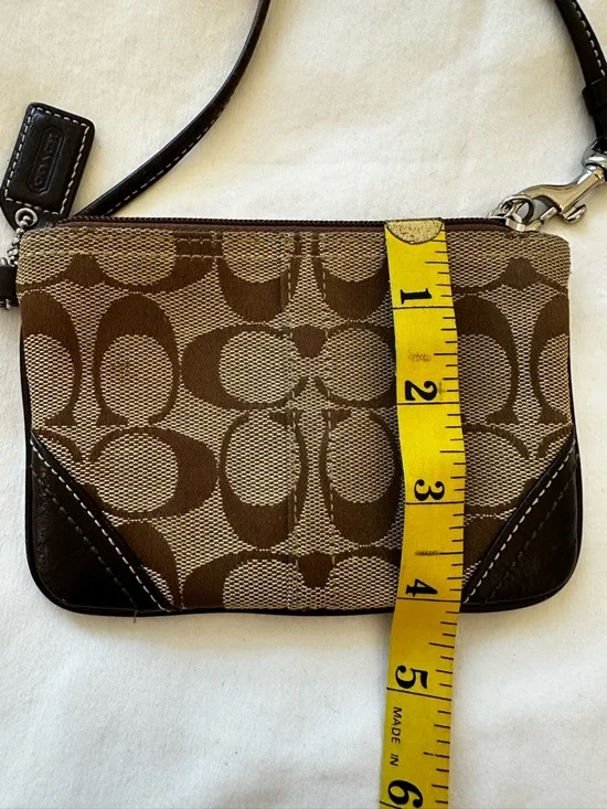 Coach Brown Tan Signature Canvas Wristlet - Picture 6 of 6